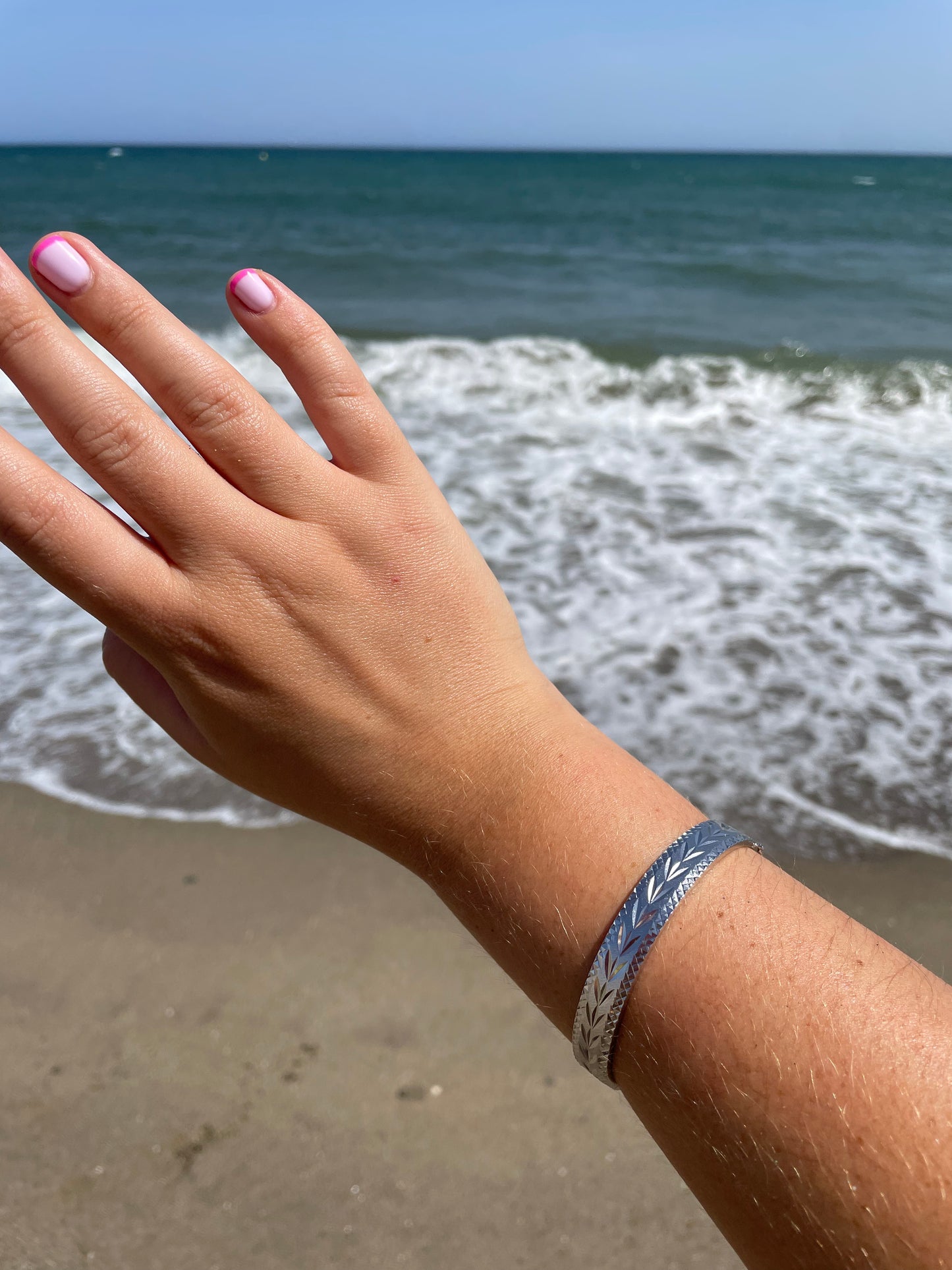 Silver Plated Engraved Bangle