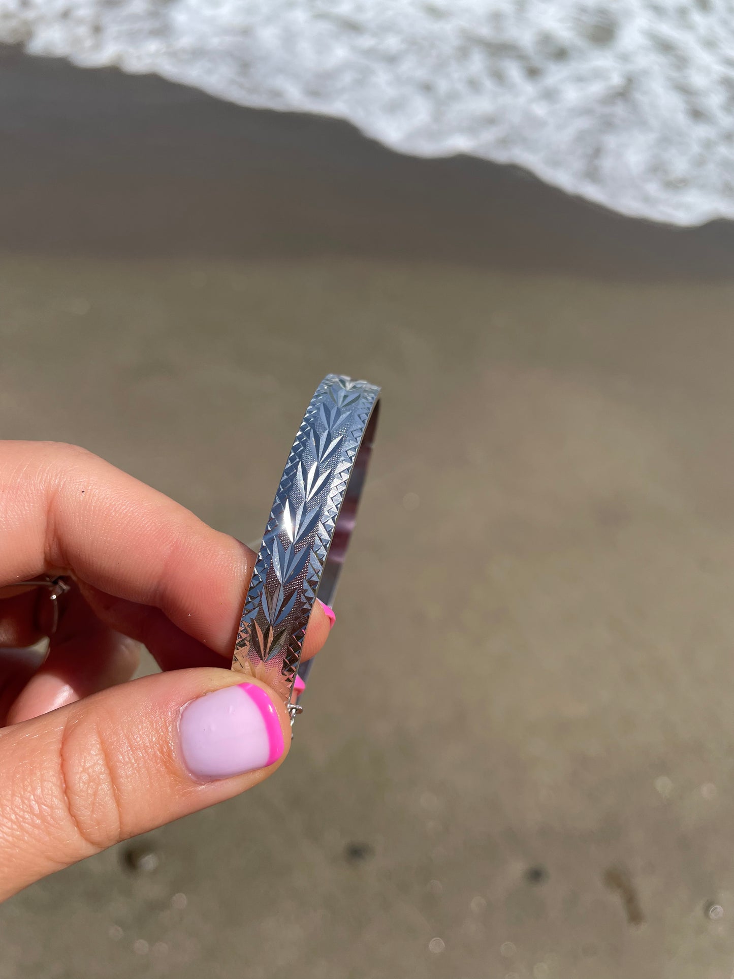 Silver Plated Engraved Bangle