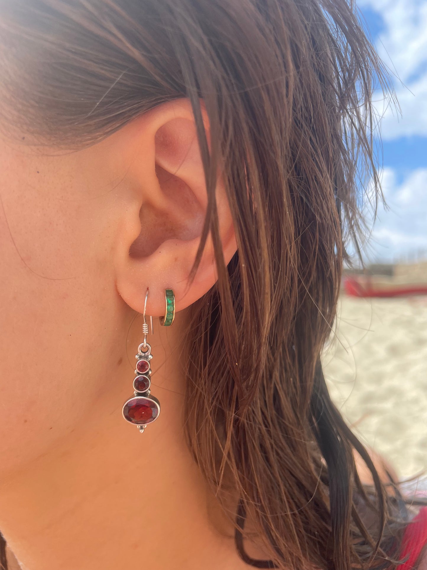 Garnet Trilogy Earrings