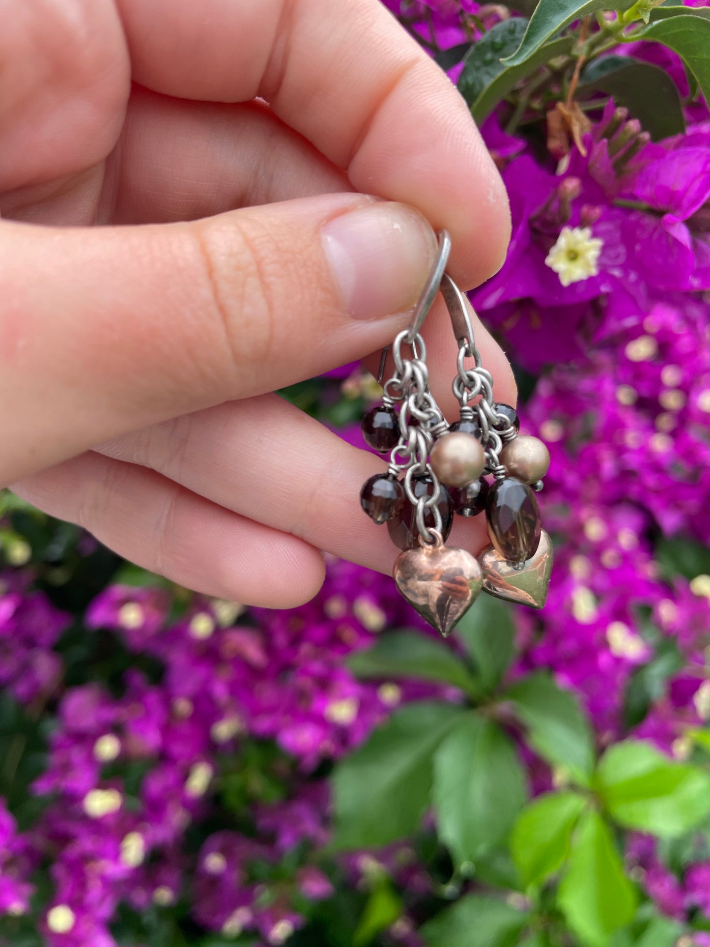 Brown Heart Charm Earrings