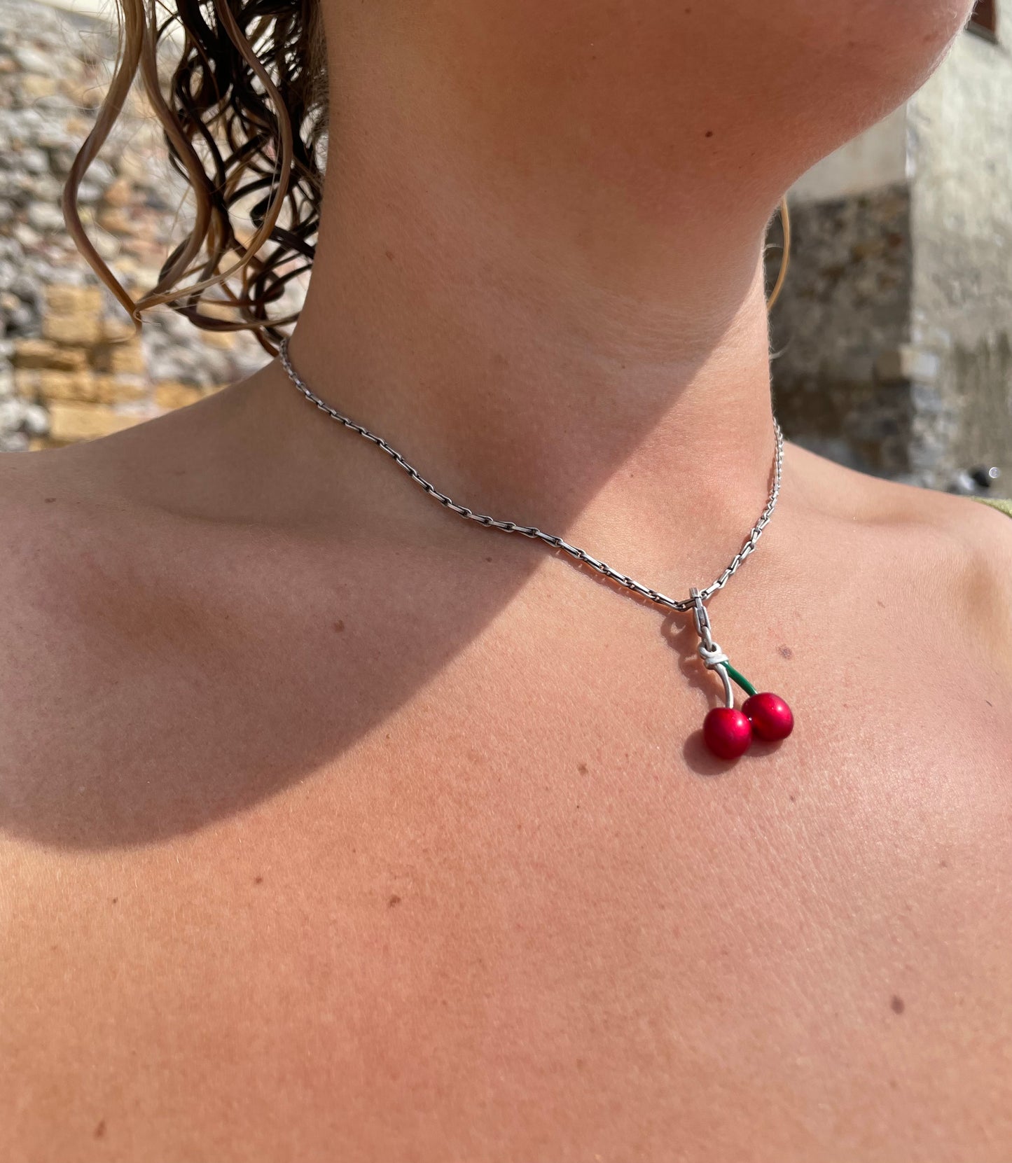 Enamel Cherry Necklace