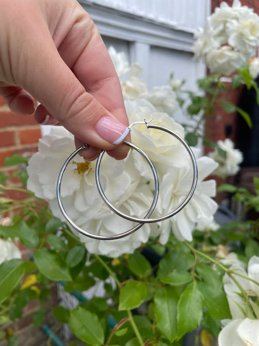 Big Silver Plate Hoops